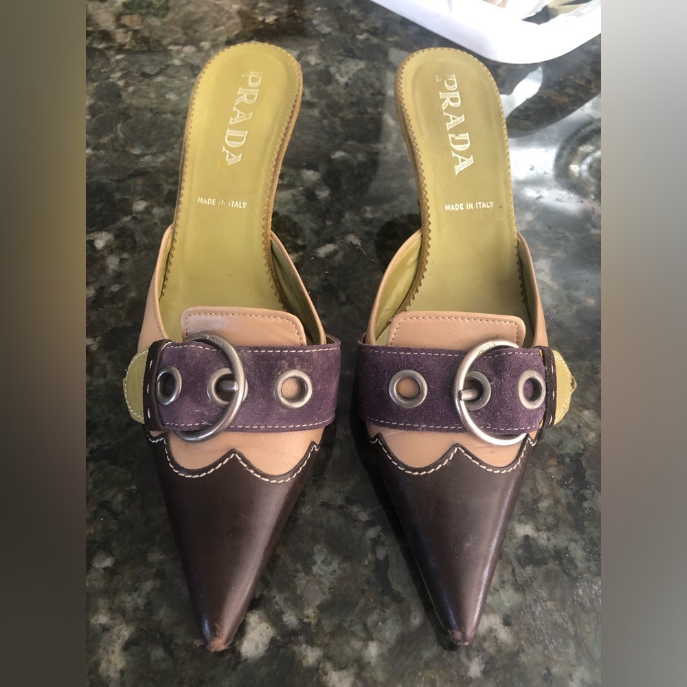 Prada vintage buckled mules